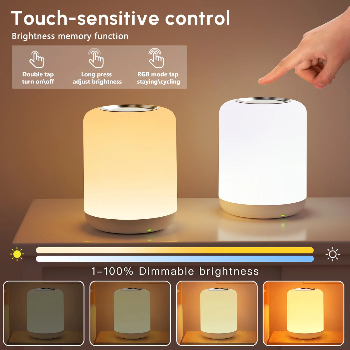 Oplaadbare LED-nachtlamp met Aanraakbediening