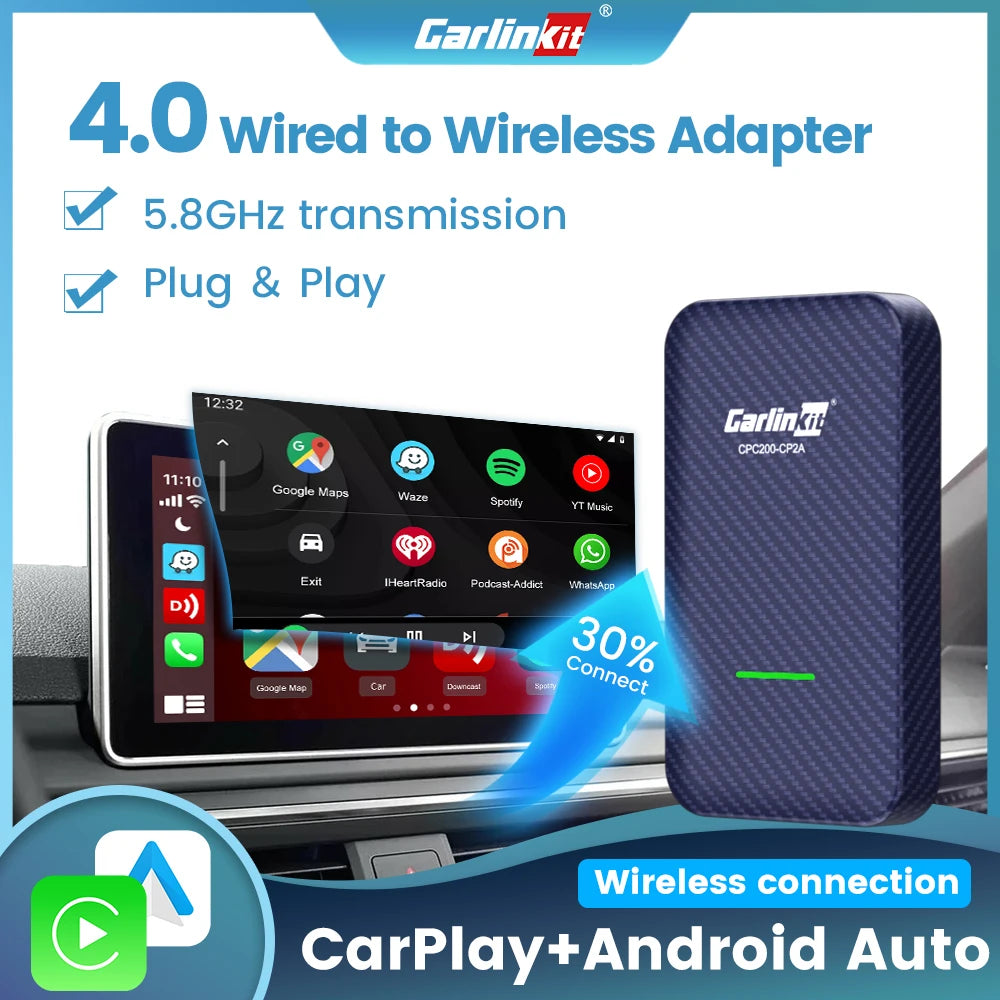 Carlinkit 4.0 Draadloze CarPlay & Android Auto Adapter