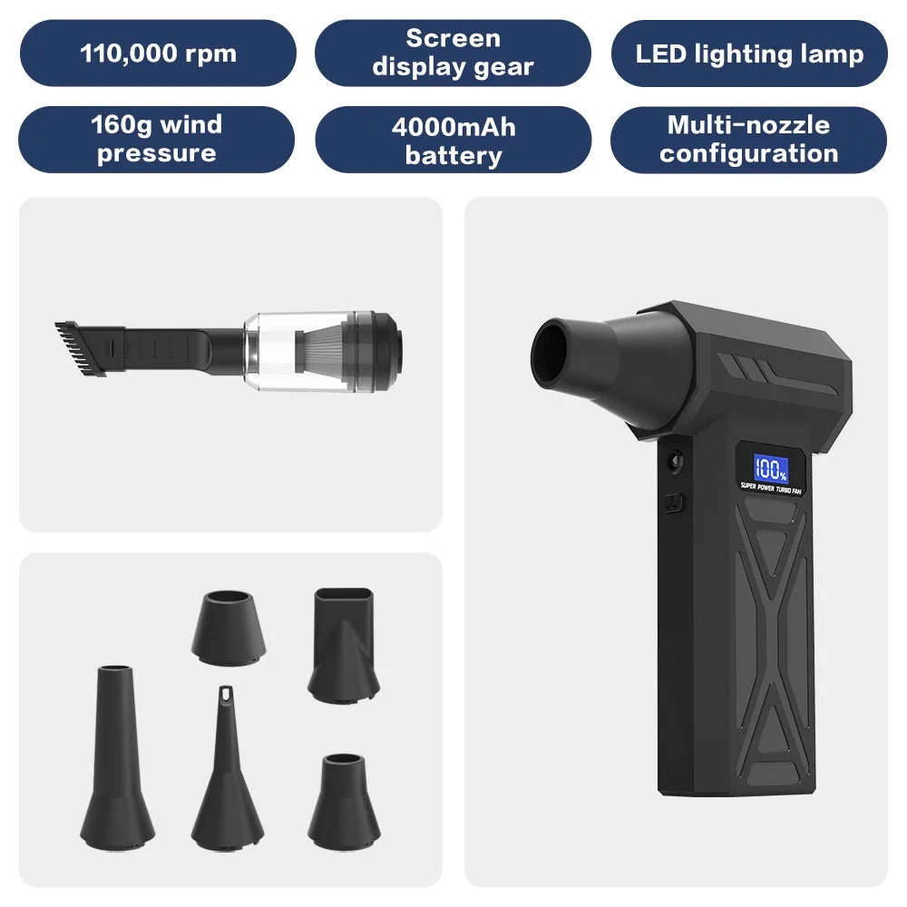 Draadloze Turbo Luchtblazer – 110.000 RPM