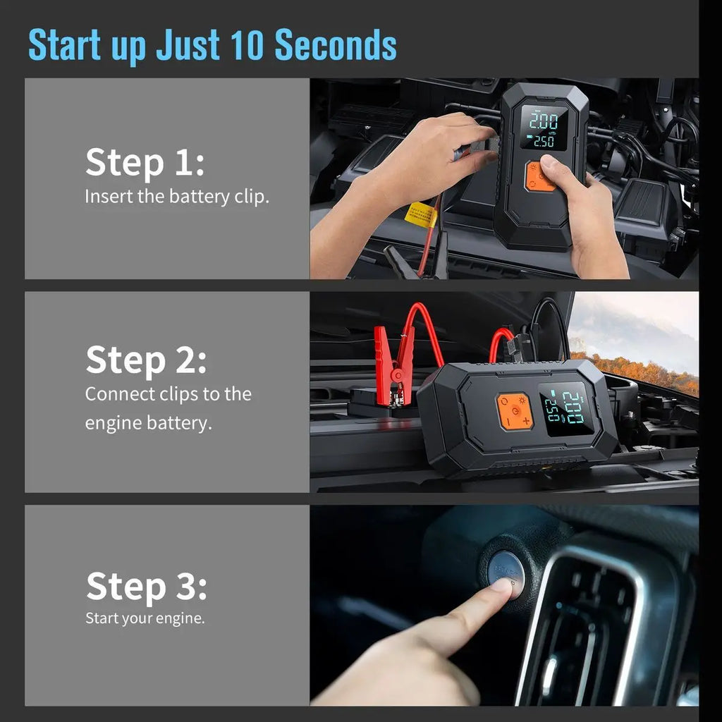 Multifunctionele Auto Jumpstarter met Compressor – ES12