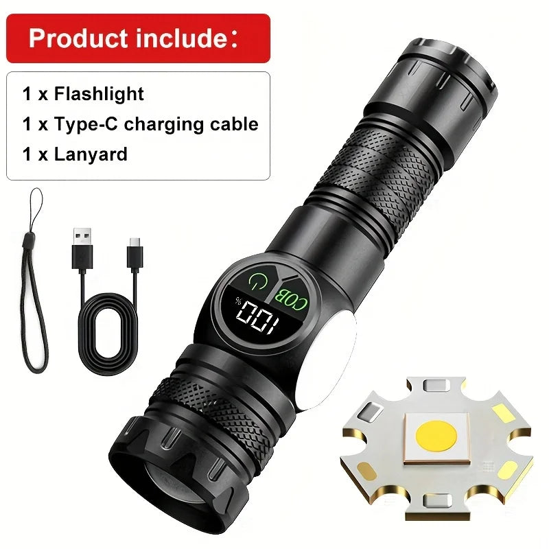 Oplaadbare LED-zaklamp met Zoom & Magneet