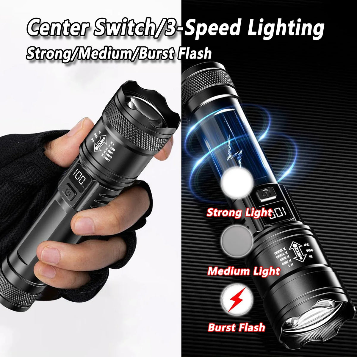 LED-zaklamp 2000LM