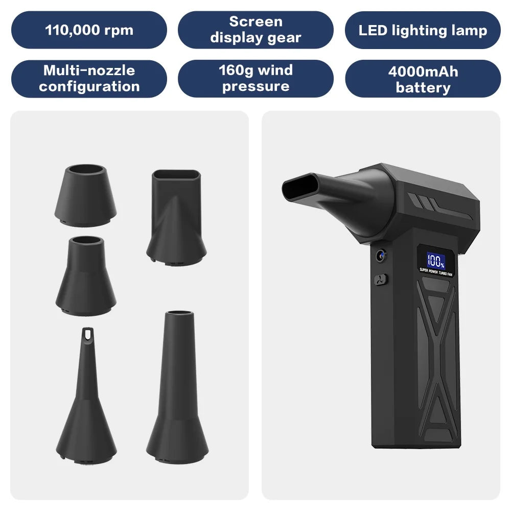 Draadloze Turbo Luchtblazer – 110.000 RPM