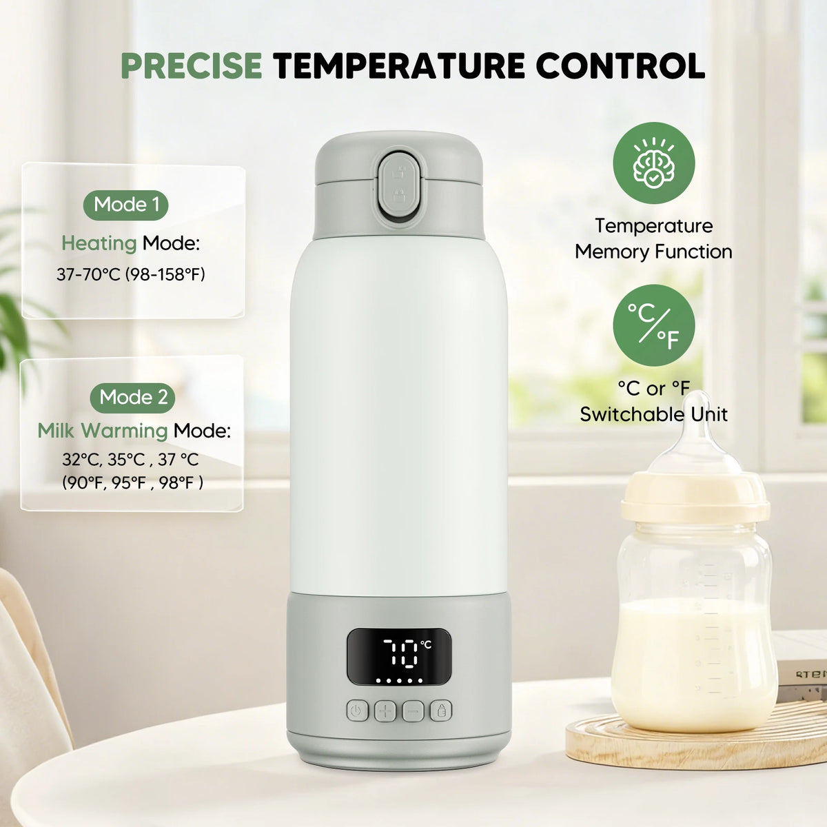 Draagbare Melk- en Waterverwarmer van 500 ml