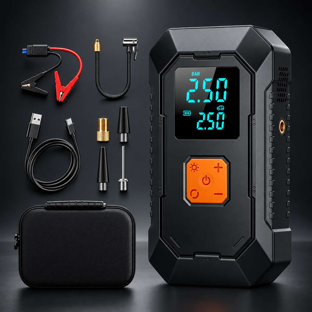 Multifunctionele Auto Jumpstarter met Compressor – ES12