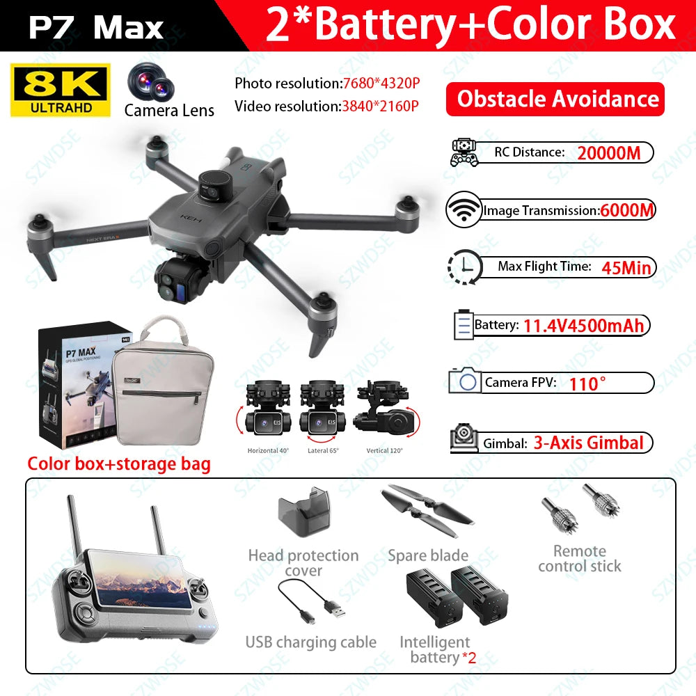 P7 Max Drone met 3-Axis Gimbal