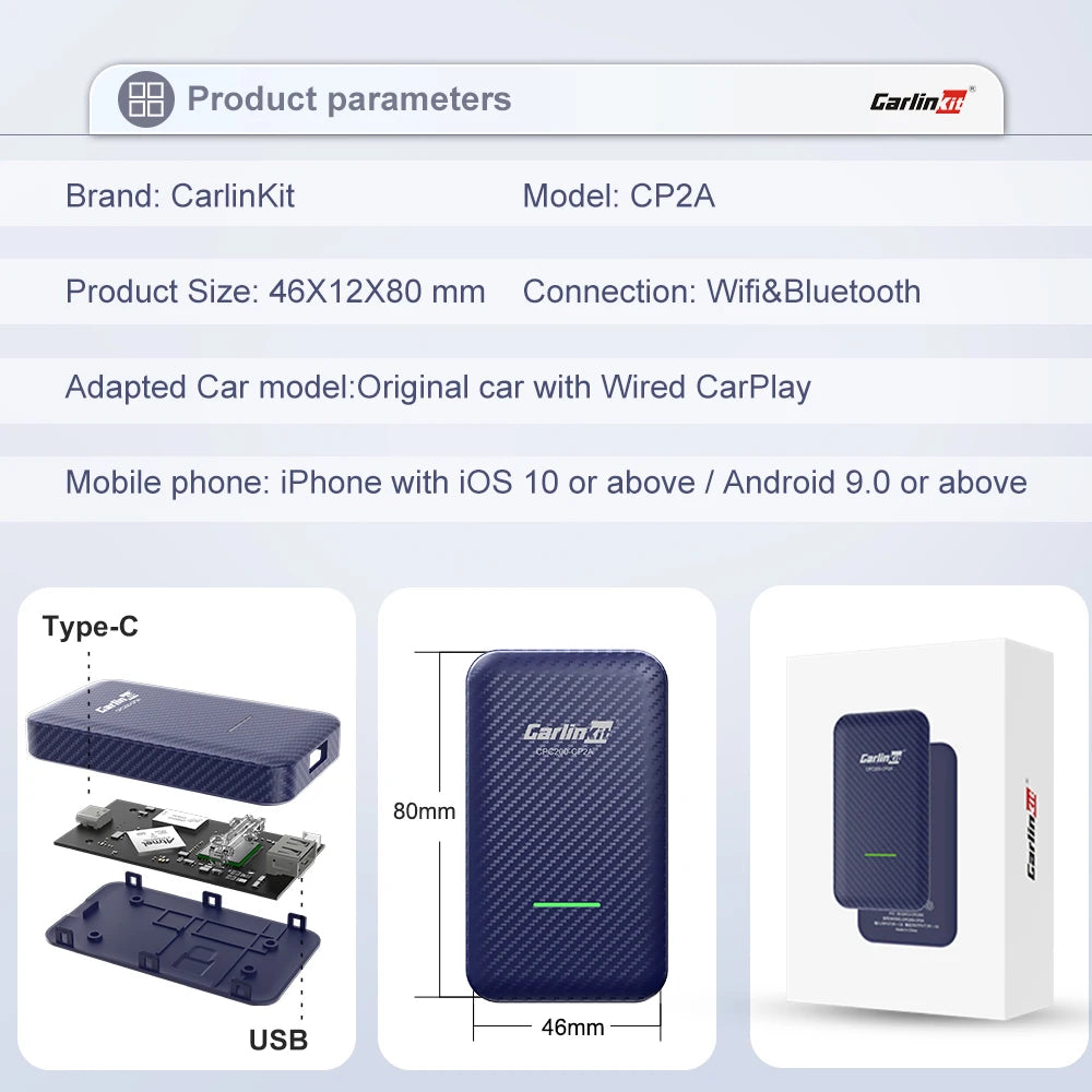 Carlinkit 4.0 Draadloze CarPlay & Android Auto Adapter