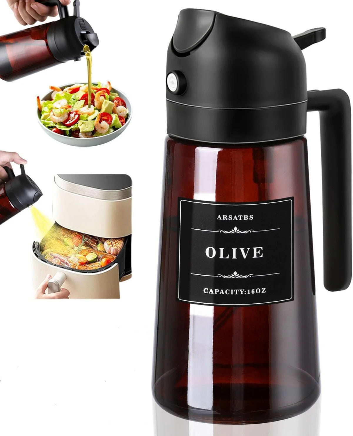2-in-1 Glazen Oliedispenser & Oliespray