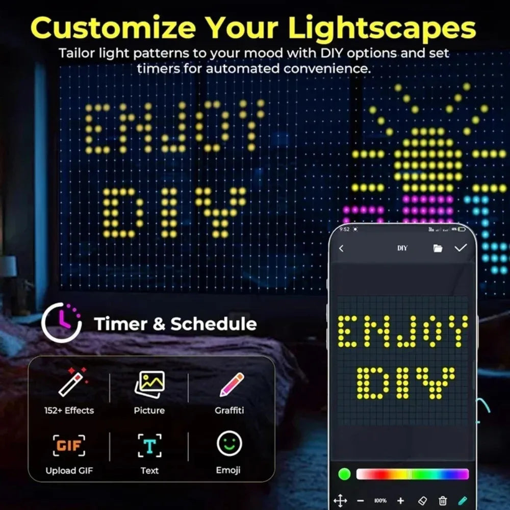Slimme RGB LED Gordijnverlichting met App & Muziek