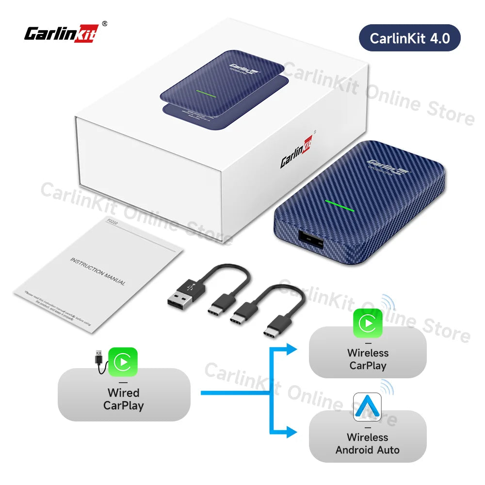Carlinkit 4.0 Draadloze CarPlay & Android Auto Adapter