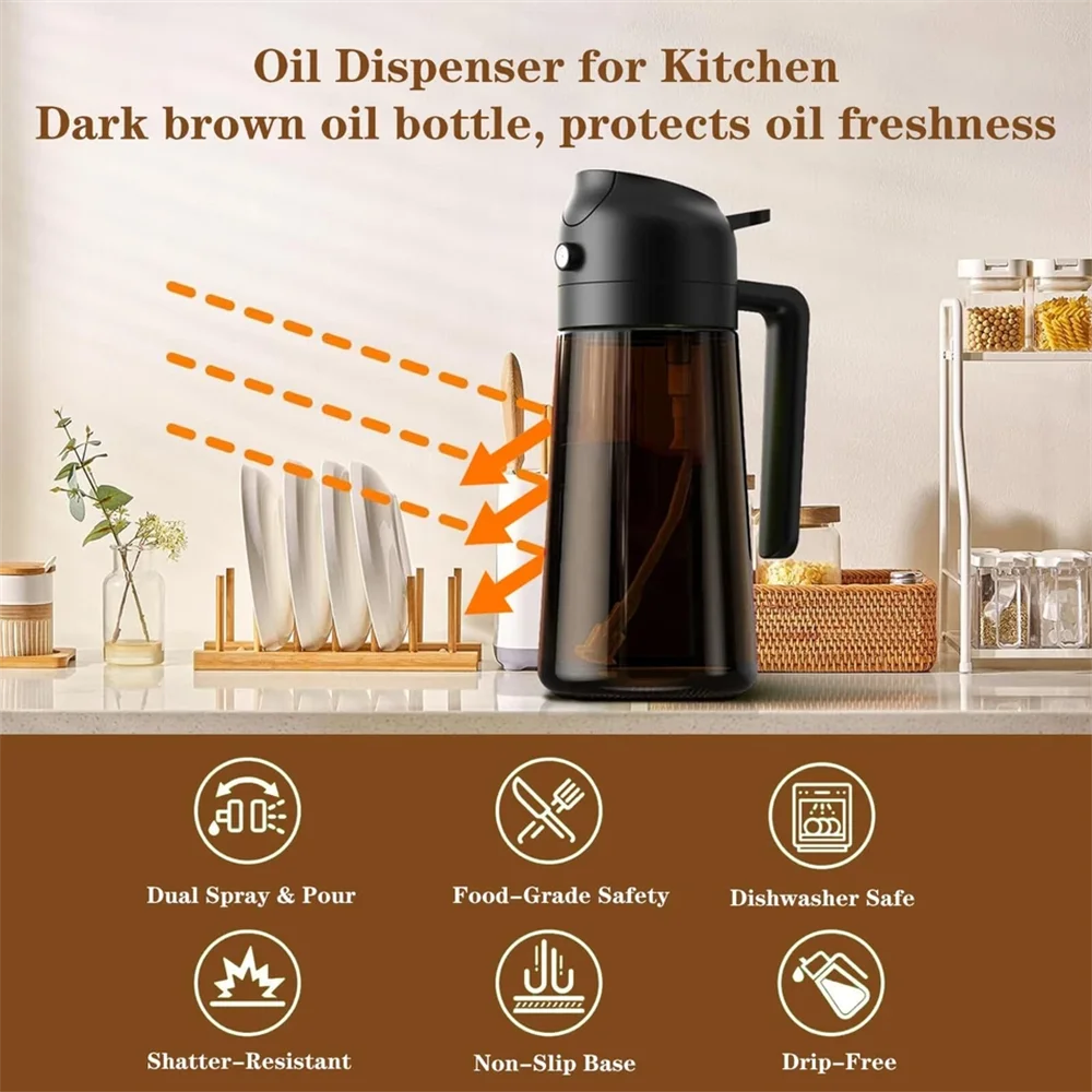 2-in-1 Glazen Oliedispenser & Oliespray